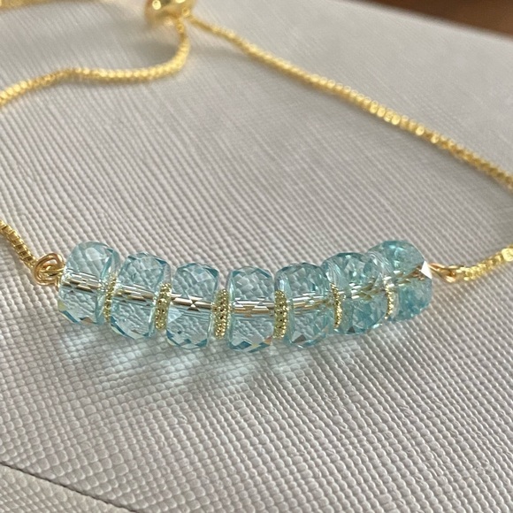 Gold and Aqua Crystal Bracelet - Picture 8 of 11